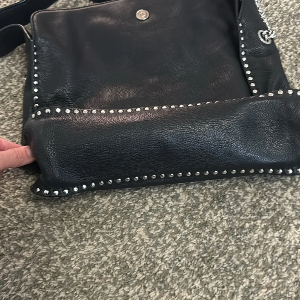 MICHAEL Michael Kors Black Stud-Trim Leather Hobo